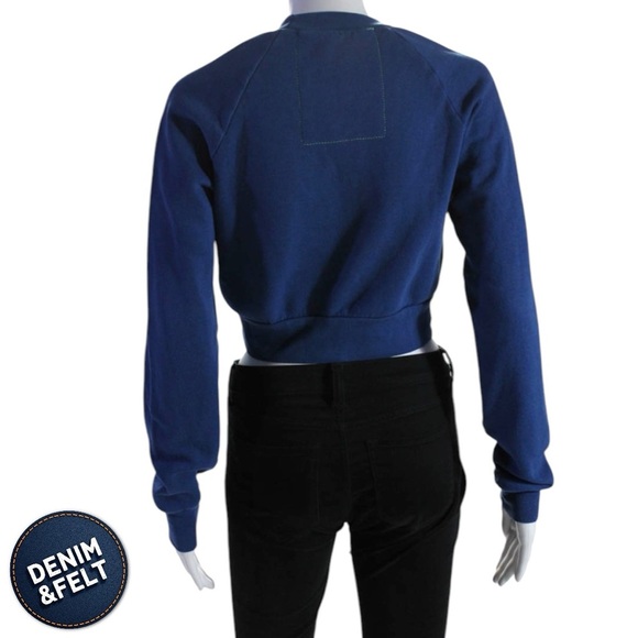 Aviator Nation Women’s Blue Smiley Face Cropped Sweatshirt/Pullover | EUC!!😃😃 - Picture 8 of 11